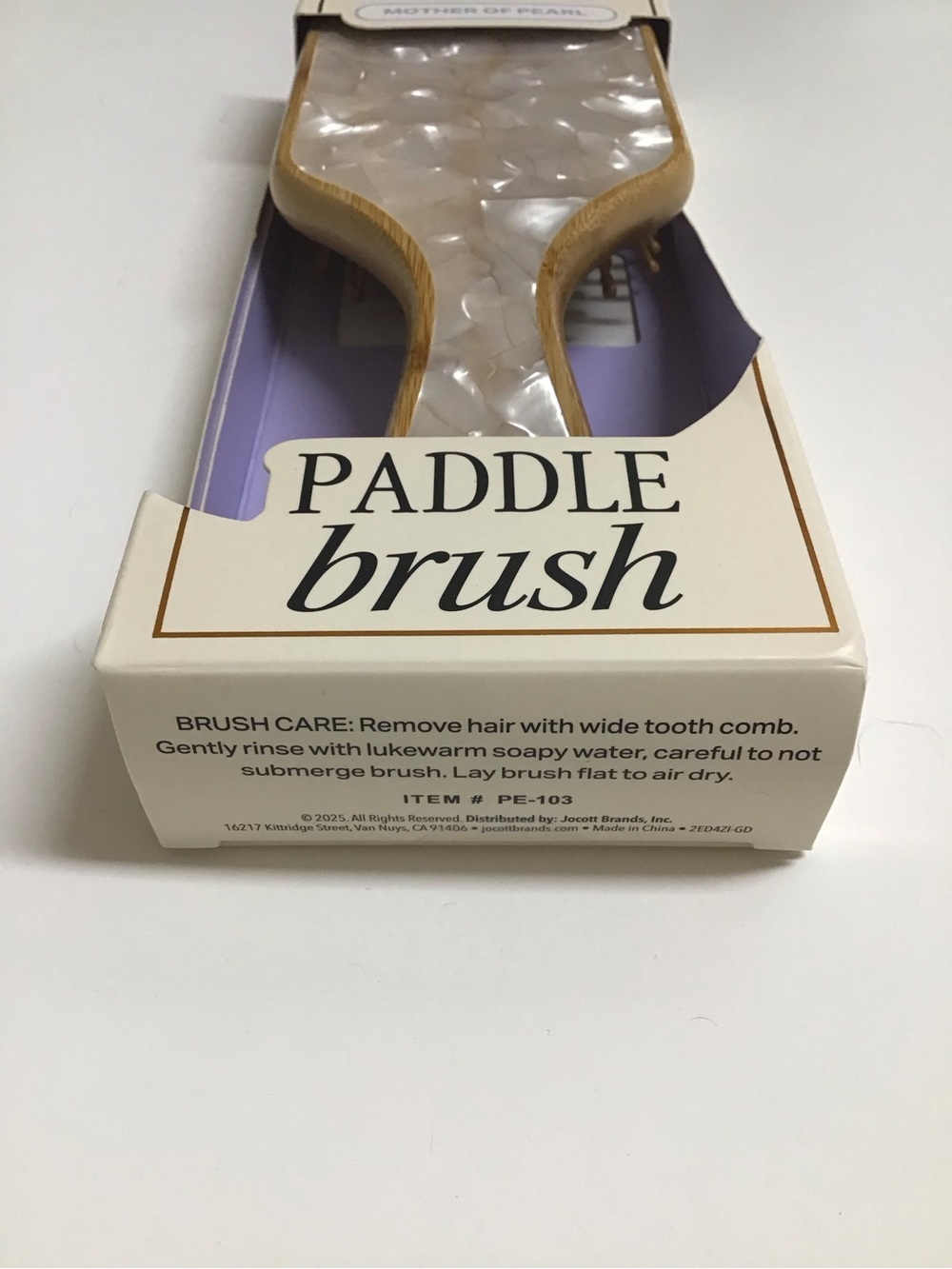 BAMBOO Paddle Hair Brush Wood MOTHER OF PEARL Bath Vanity Pearlessence Luxe NEW - Picture 11 of 16